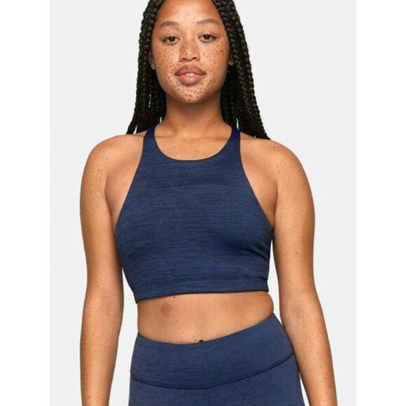 Outdoor Voices Womens Medium M Navy Blue Move Free Spacedye Racerback Sports Bra - Picture 8 of 8
